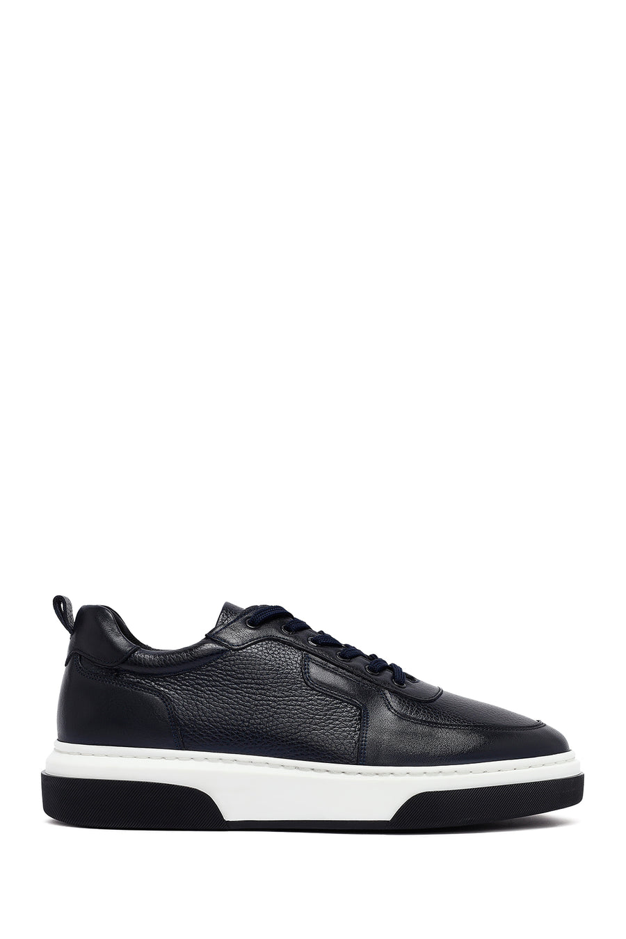 Erkek Lacivert Bağcıklı Kalın Tabanlı Deri Sneaker 25WFD6408FT | Derimod