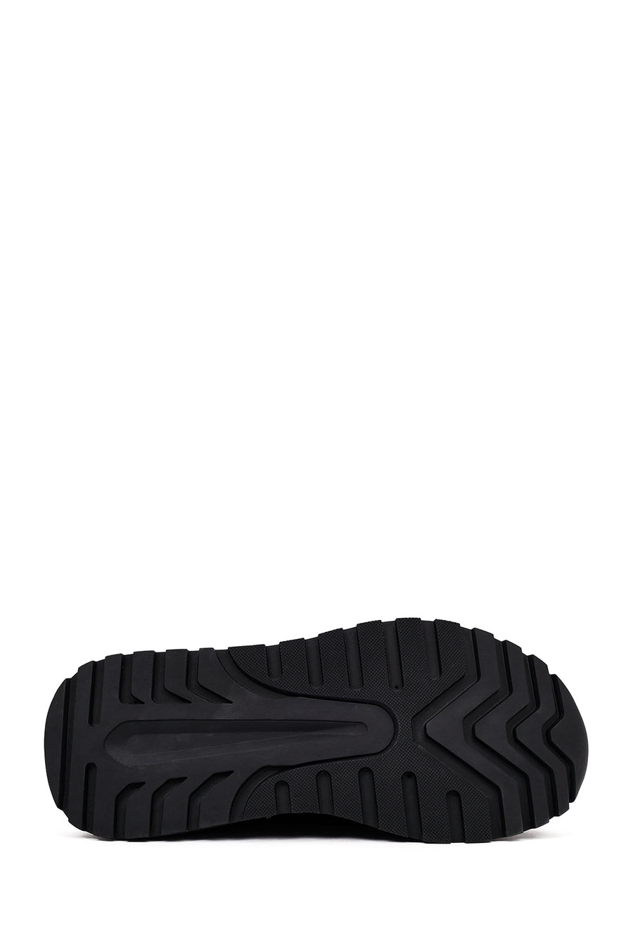 Erkek Siyah Bağcıklı Kalın Tabanlı Deri Sneaker
