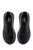 Erkek Siyah Bağcıklı Kalın Tabanlı Deri Sneaker | Derimod