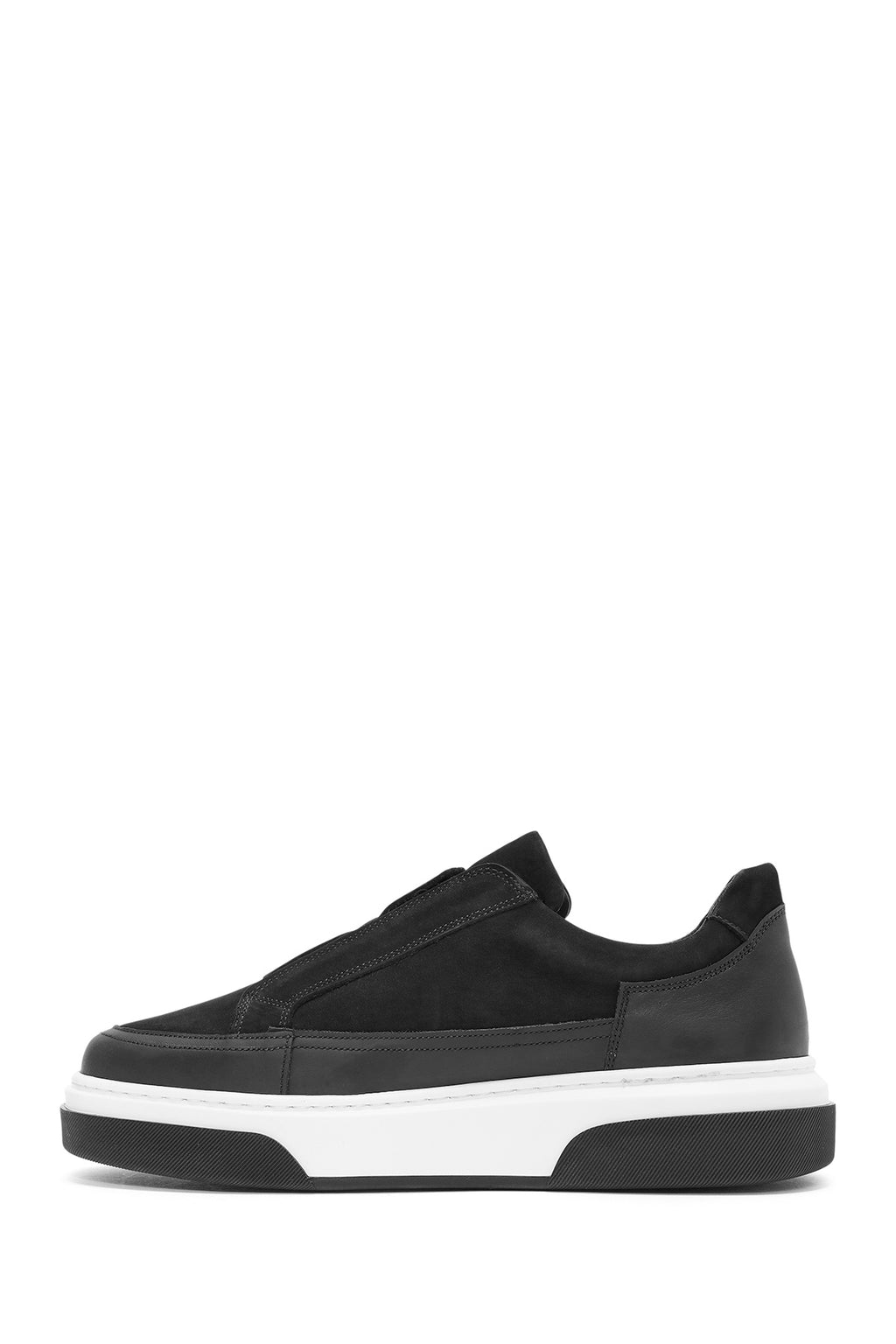 Erkek Siyah Kalın Tabanlı Süet Deri Sneaker