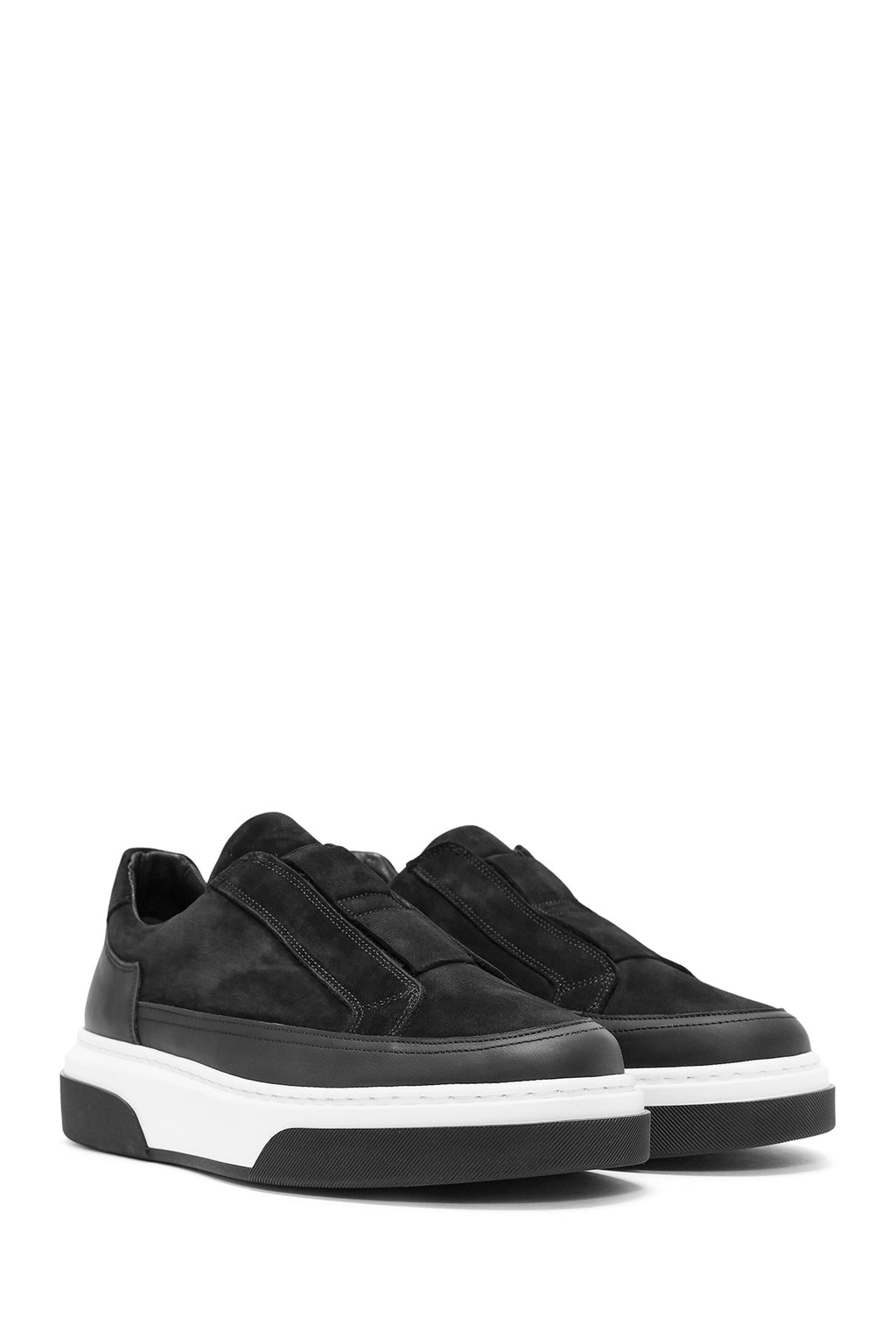Erkek Siyah Kalın Tabanlı Süet Deri Sneaker