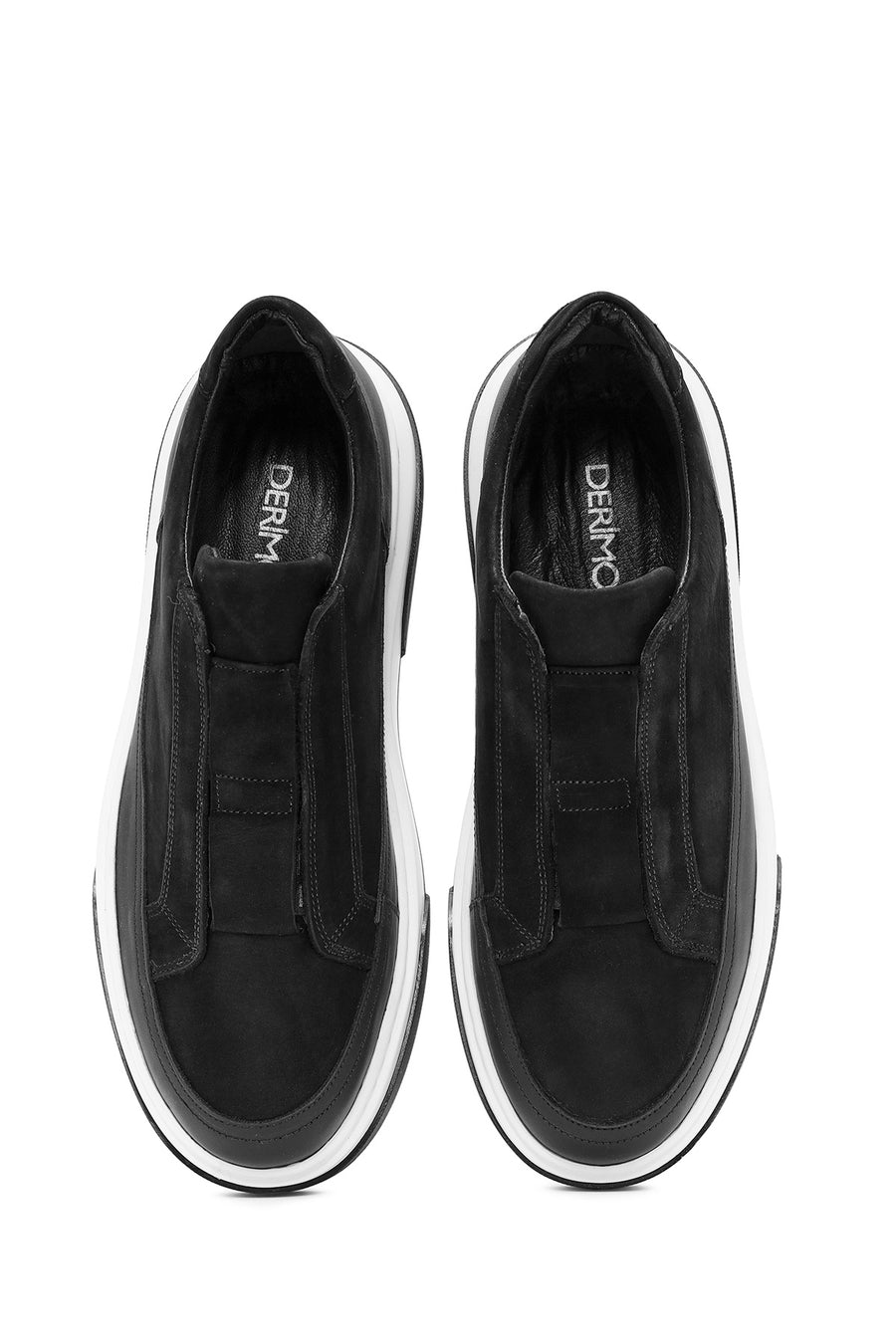 Erkek Siyah Kalın Tabanlı Süet Deri Sneaker