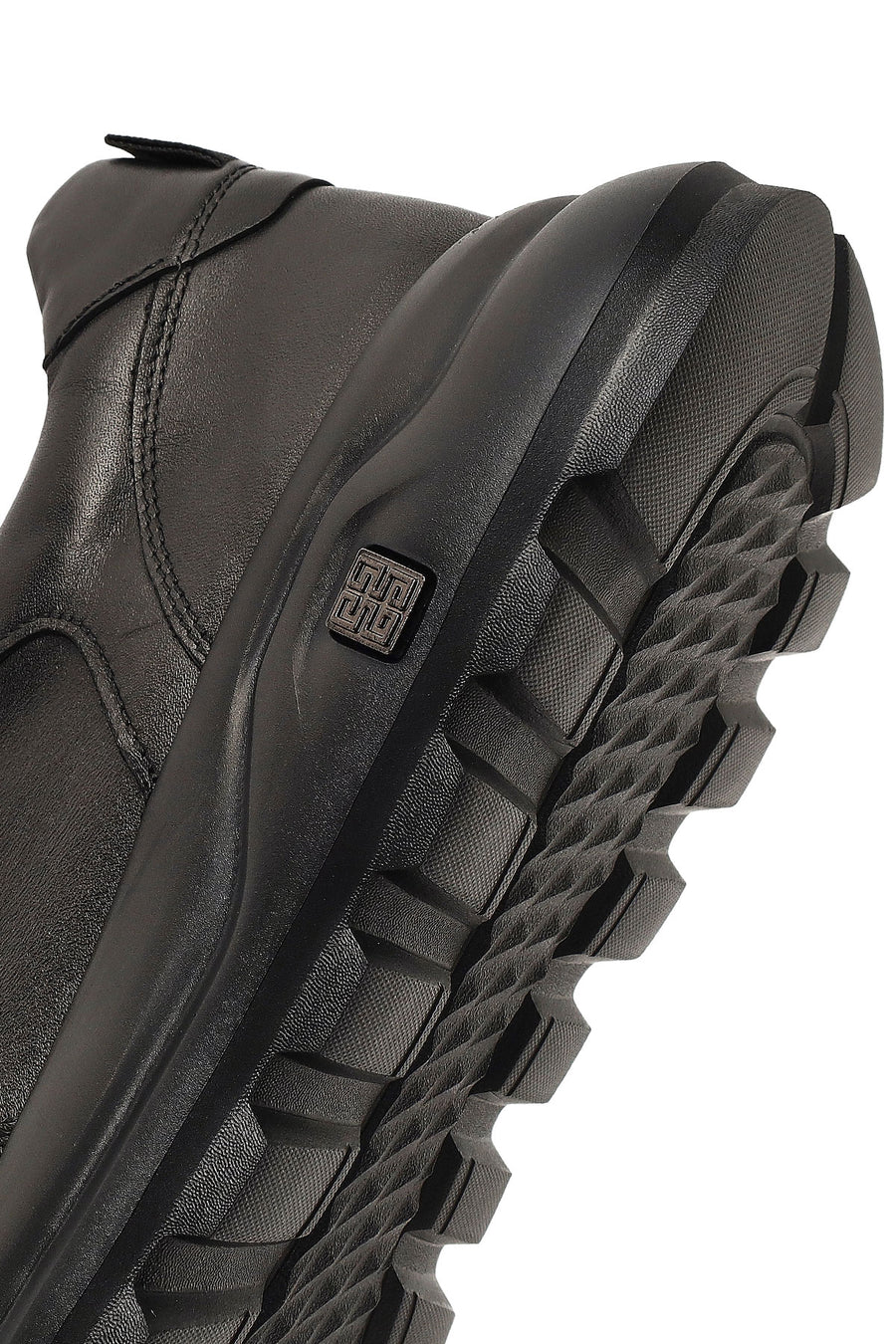 Men's Black Lace-Up Thick-Soled Leather Sneaker