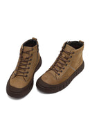 Men's Beige Zippered Lace-Up Nubuck Leather Ankle Boots | Derimod