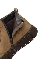Men's Beige Zippered Lace-Up Nubuck Leather Ankle Boots | Derimod