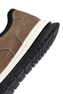 Erkek Vizon Bağcıklı Nubuk Deri Casual Sneaker | Derimod