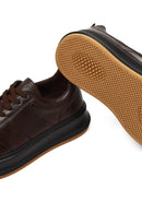 Erkek Kahverengi Bağcıklı Kalın Tabanlı Deri Sneaker | Derimod