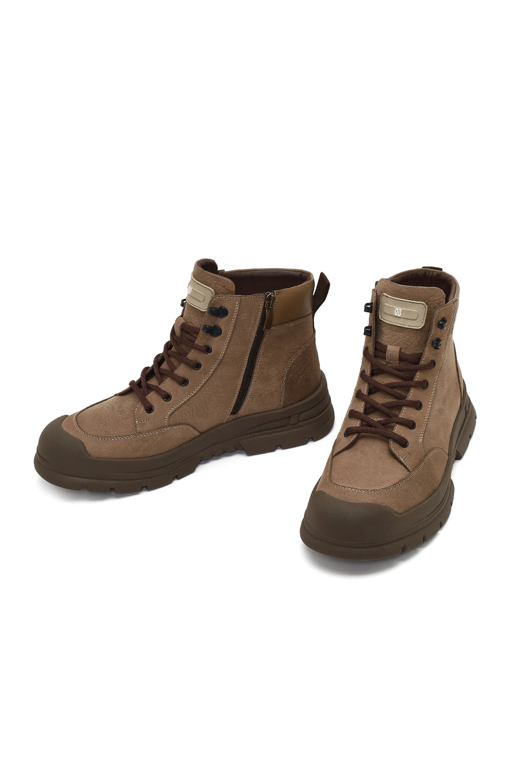 Erkek Vizon Bağcıklı Fermuarlı Nubuk Deri Casual Bot