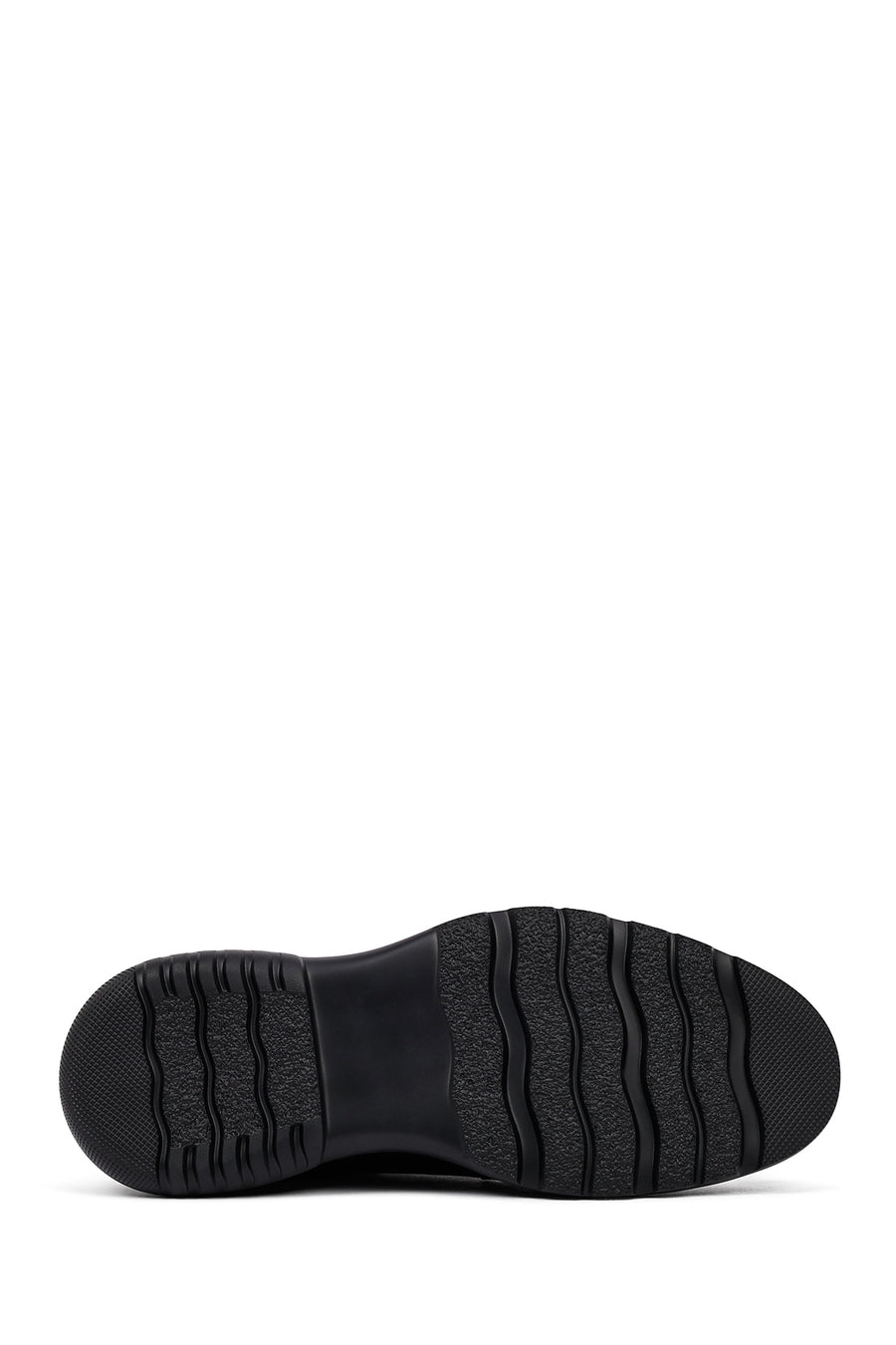 Men's Black Lace-Up Thick-Soled Leather Casual Shoe