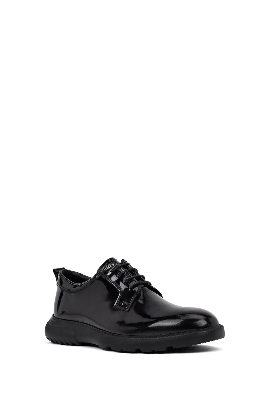 Men's Black Lace-Up Thick-Soled Leather Casual Shoe