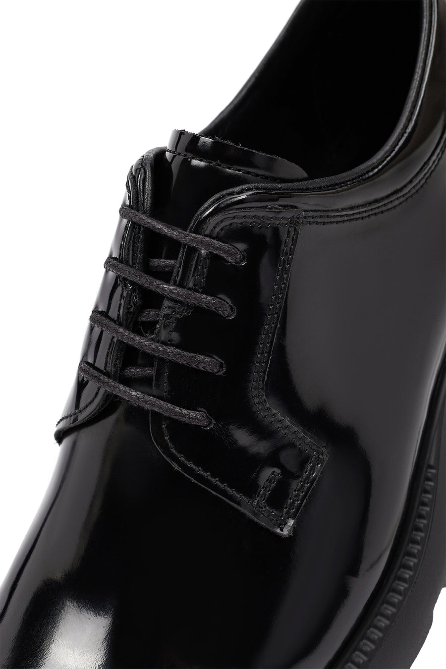Men's Black Lace-Up Thick-Soled Leather Casual Shoe