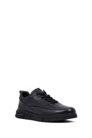 Erkek Siyah Bağcıklı Deri Casual Sneaker | Derimod
