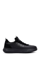 Erkek Siyah Bağcıklı Kalın Tabanlı Deri Sneaker | Derimod