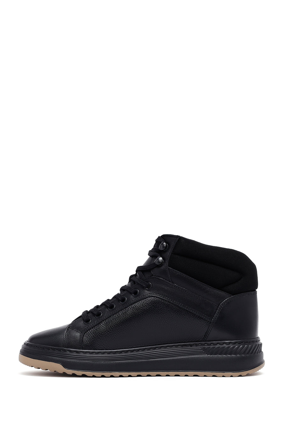 Men's Black Lace-Up Leather Sports Boots