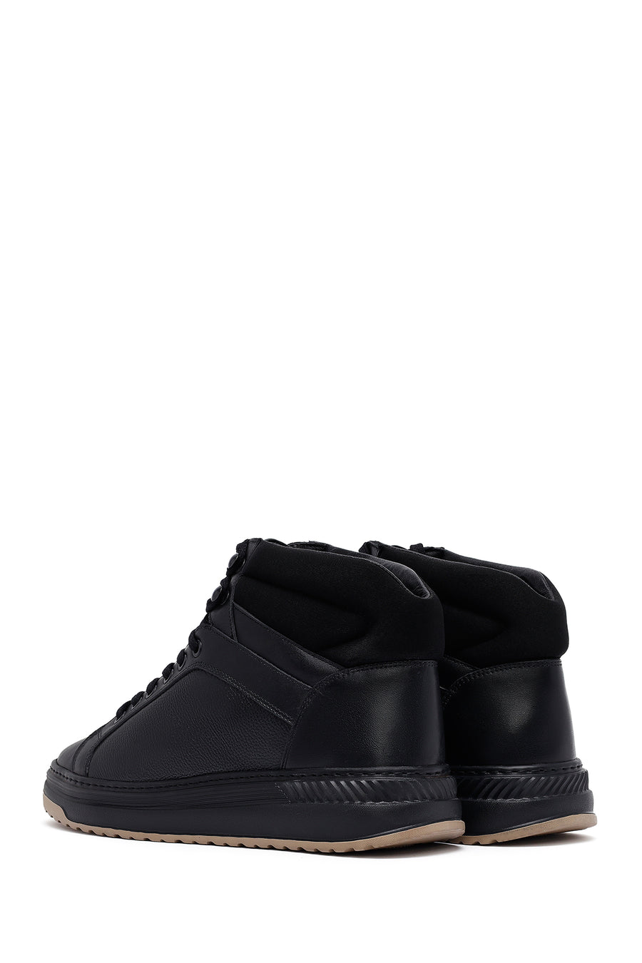 Men's Black Lace-Up Leather Sports Boots