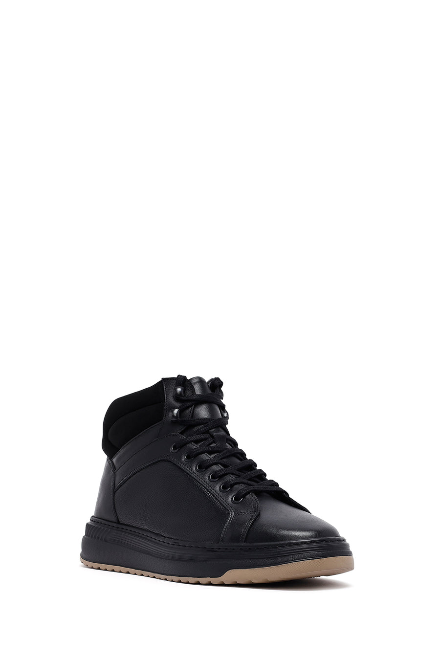 Men's Black Lace-Up Leather Sports Boots