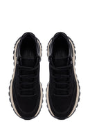 Erkek Siyah Bağcıklı Kalın Tabanlı Nubuk Deri Casual Sneaker | Derimod