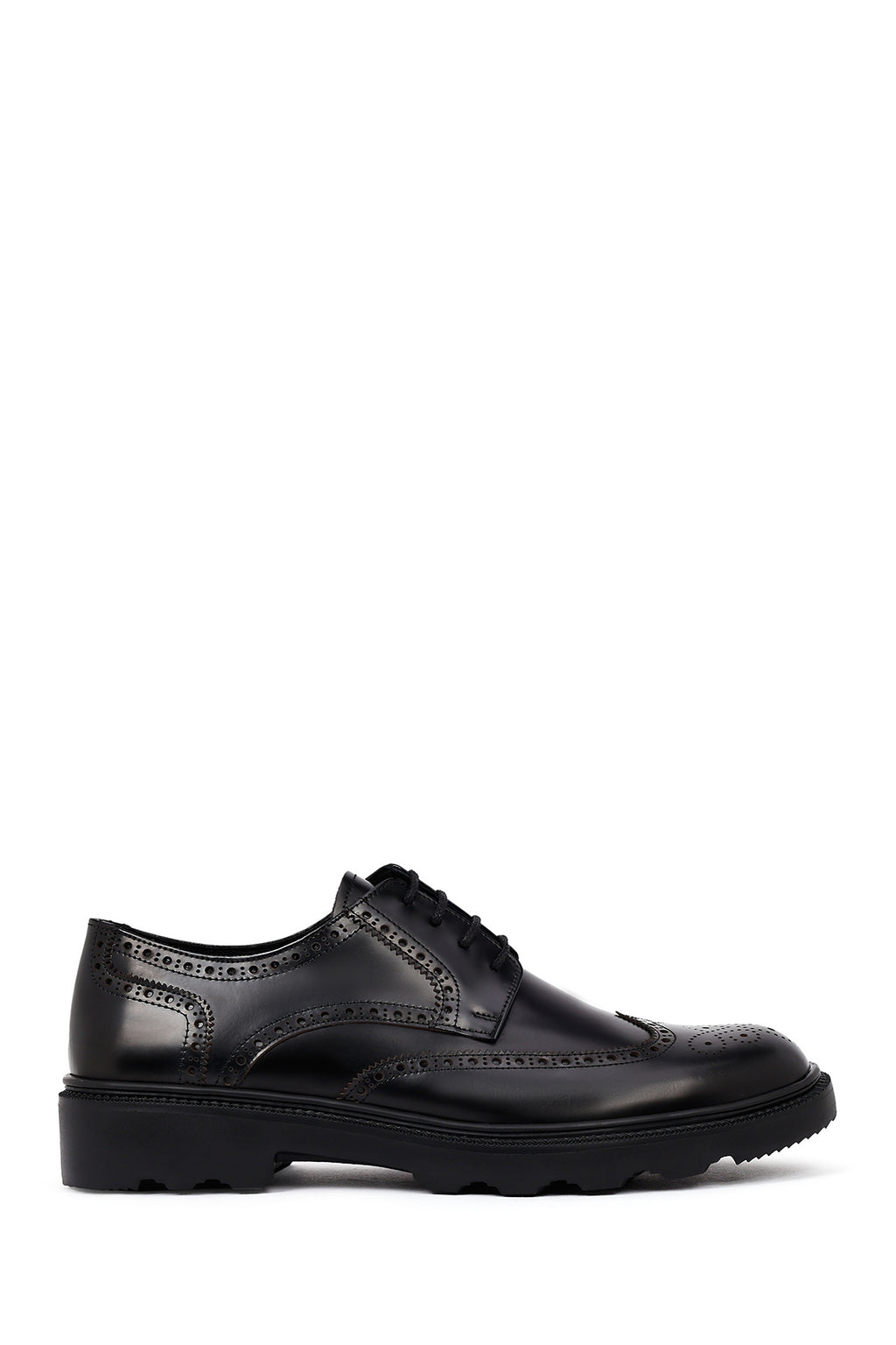 Erkek Siyah Kalın Tabanlı Deri Casual Ayakkabı
