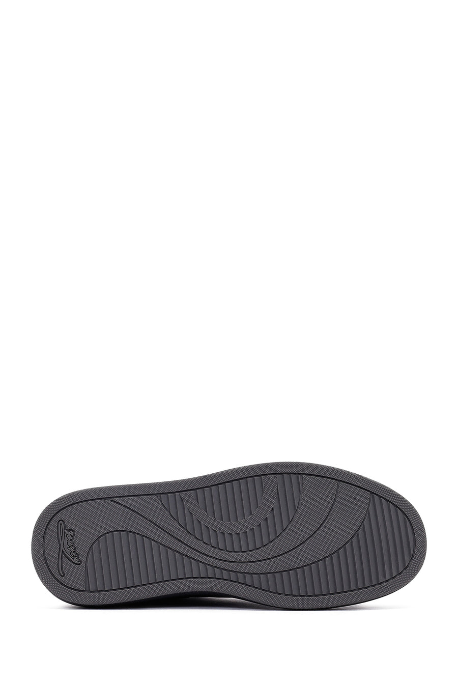 Men's Black Lace-Up Thick-Soled Leather Sneaker