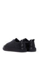 Men's Black Lace-Up Thick-Soled Leather Sneaker | Derimod