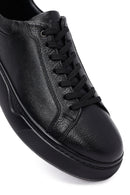 Men's Black Lace-Up Thick-Soled Leather Sneaker | Derimod