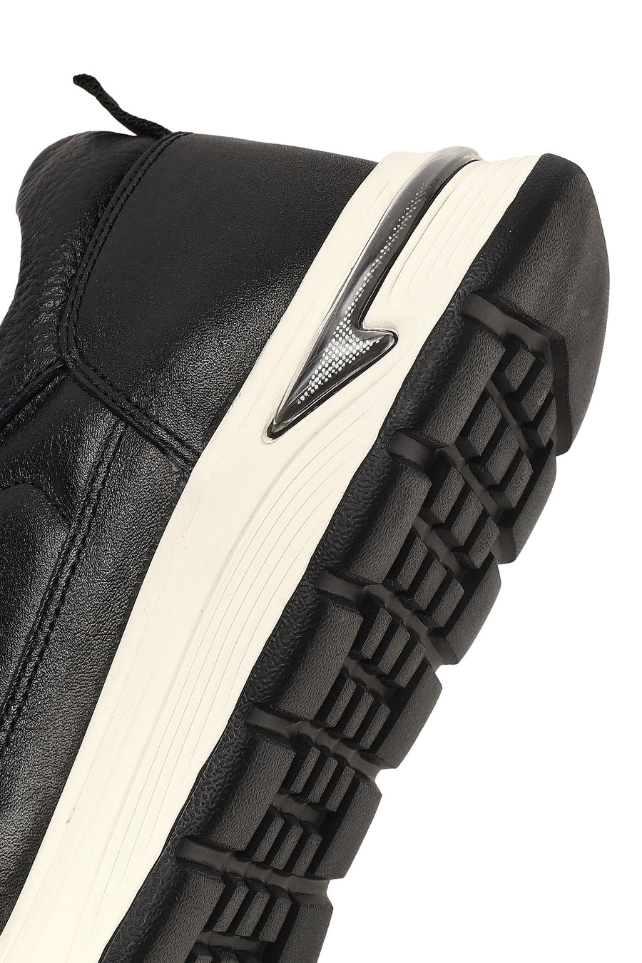 Men's Black Lace-Up Thick-Soled Leather Sneaker