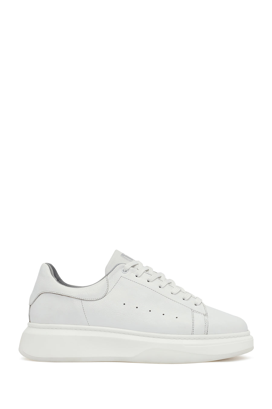 Erkek Beyaz Bağcıklı Kalın Tabanlı Deri Sneaker 25WFD675318 | Derimod