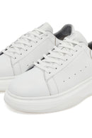 Erkek Beyaz Bağcıklı Kalın Tabanlı Deri Sneaker | Derimod
