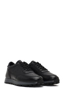 Erkek Siyah Bağcıklı Deri Casual Sneaker | Derimod