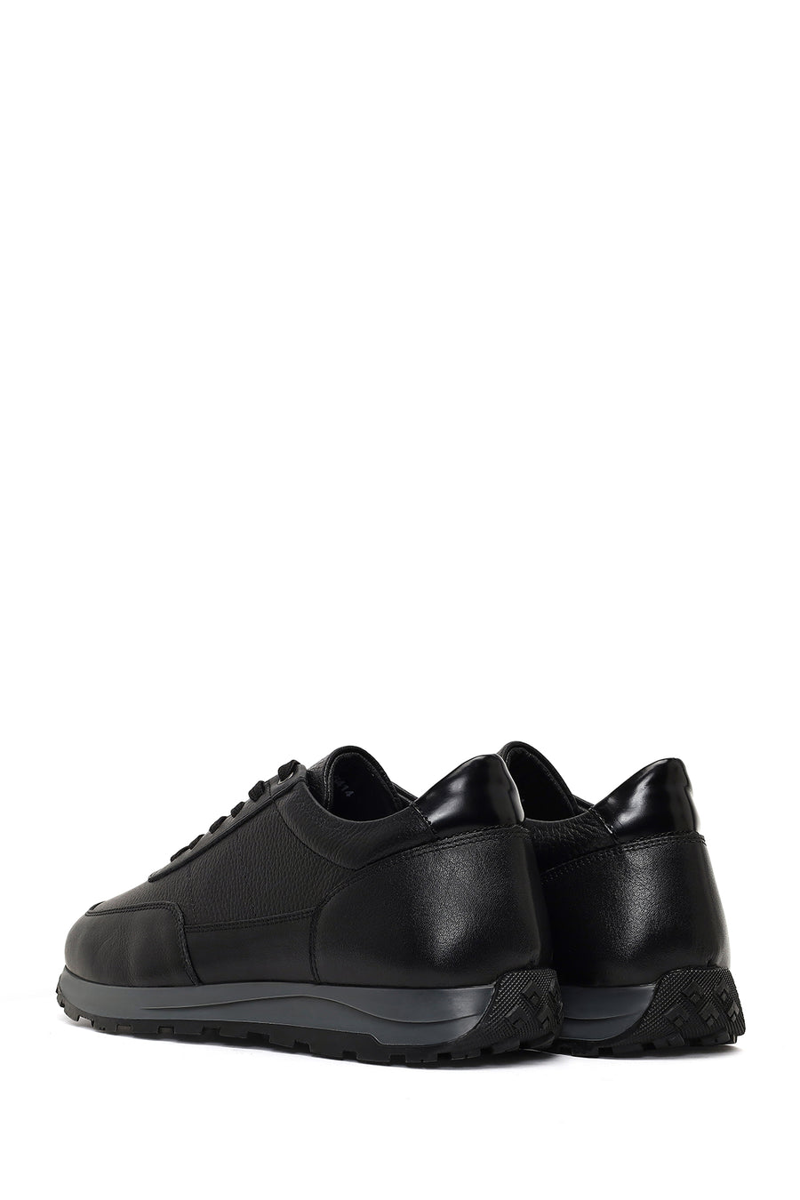 Erkek Siyah Bağcıklı Deri Casual Sneaker
