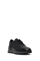 Erkek Siyah Bağcıklı Deri Casual Sneaker | Derimod