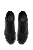 Erkek Siyah Bağcıklı Deri Casual Sneaker | Derimod