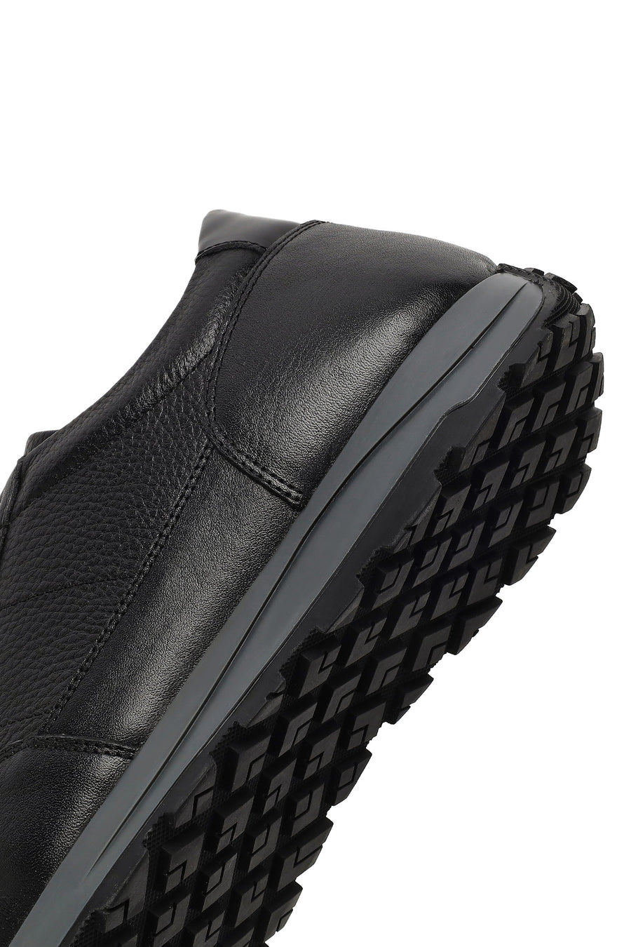 Erkek Siyah Bağcıklı Deri Casual Sneaker