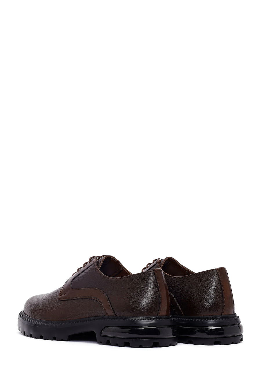 Men's Brown Lace-Up Thick-Soled Leather Casual Shoes