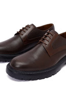 Men's Brown Lace-Up Thick-Soled Leather Casual Shoes | Derimod