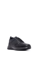Erkek Siyah Bağcıklı Deri Casual Sneaker | Derimod