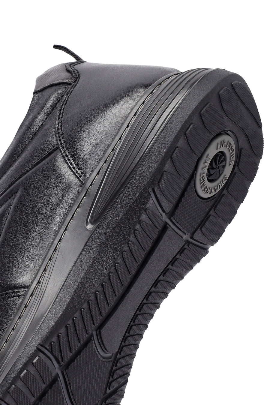 Erkek Siyah Bağcıklı Deri Casual Sneaker