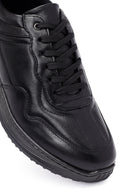 Erkek Siyah Bağcıklı Deri Casual Sneaker | Derimod