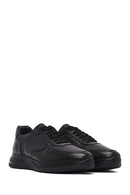 Erkek Siyah Bağcıklı Deri Casual Sneaker | Derimod
