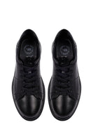Men's Black Lace-Up Leather Casual Sneakers | Derimod