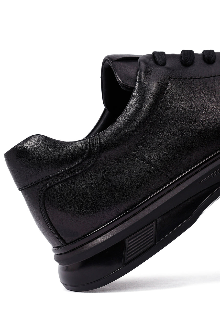 Men's Black Lace-Up Leather Casual Sneakers