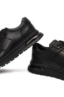 Erkek Siyah Bağcıklı Deri Casual Sneaker | Derimod