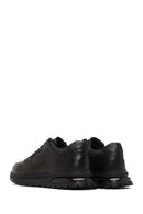 Erkek Siyah Bağcıklı Deri Casual Sneaker | Derimod