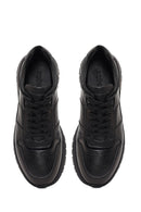 Erkek Siyah Bağcıklı Deri Casual Sneaker | Derimod