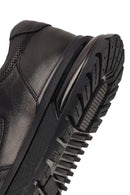 Erkek Siyah Bağcıklı Deri Casual Sneaker | Derimod