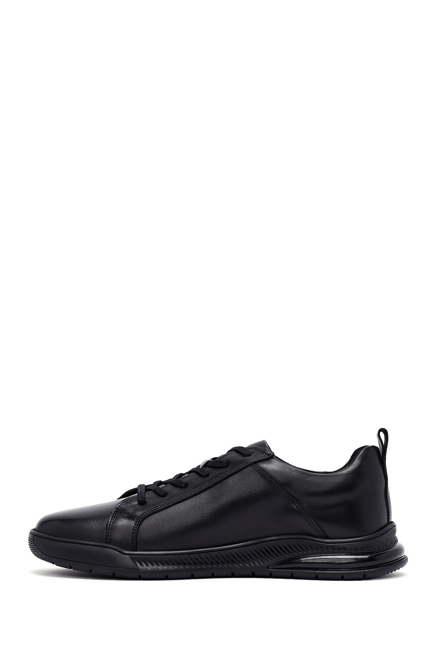 Men's Black Lace-Up Leather Casual Sneakers