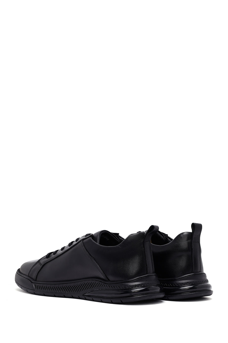 Men's Black Lace-Up Leather Casual Sneakers