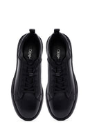 Men's Black Lace-Up Leather Casual Sneakers | Derimod