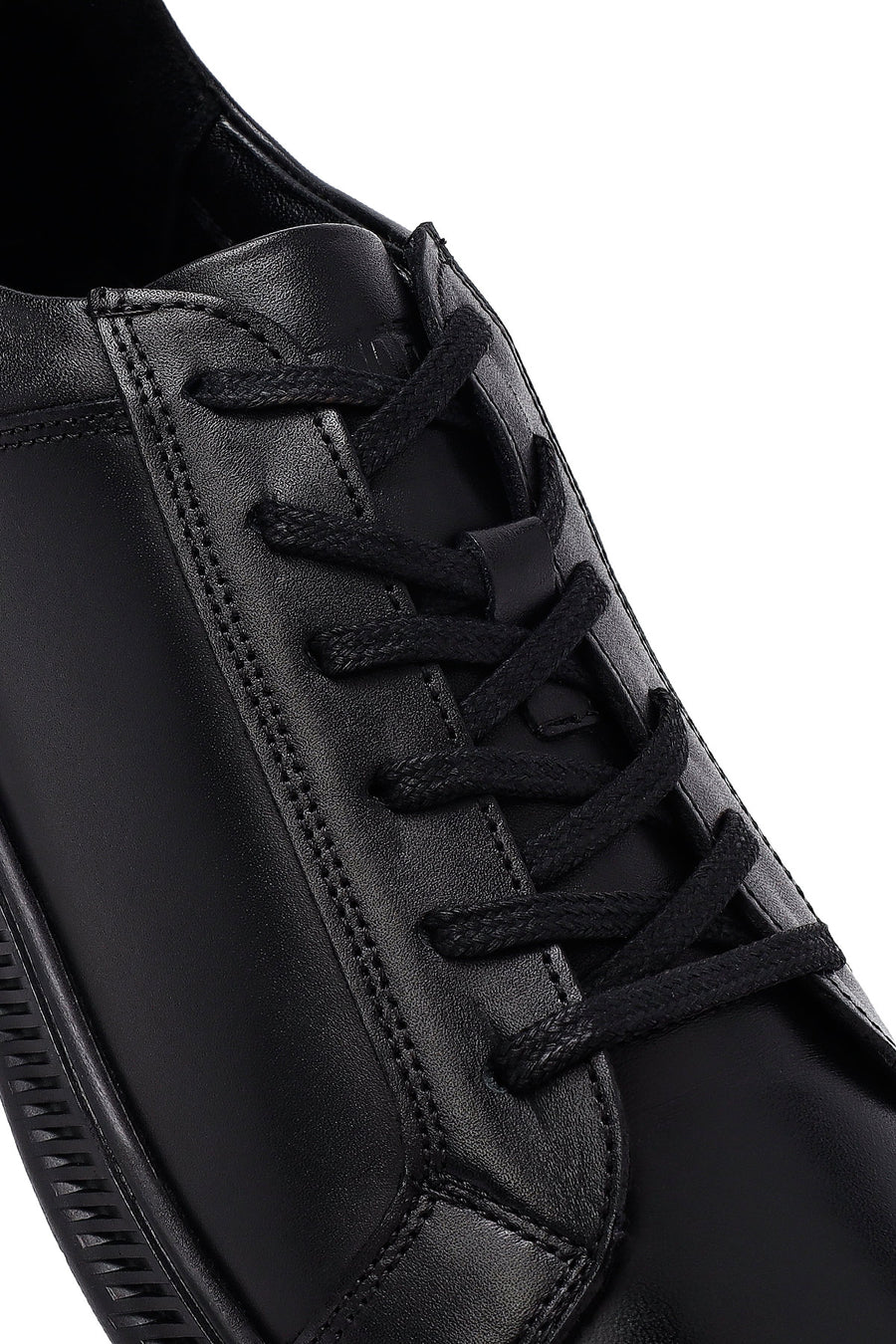 Men's Black Lace-Up Leather Casual Sneakers