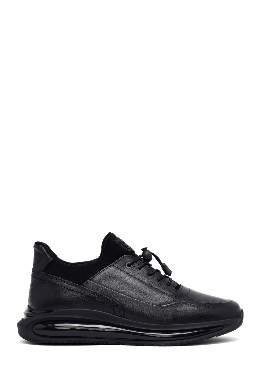 Erkek Siyah Bağcıklı Kalın Tabanlı Deri Casual Sneaker 25WFD6821FT | Derimod